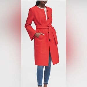 Banana Republic Red belted boucle Trench